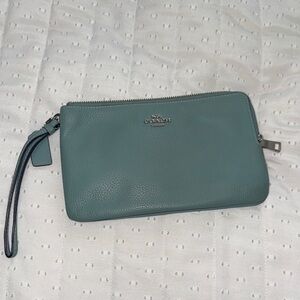 Coach Teal/Blue Leather Wristlet